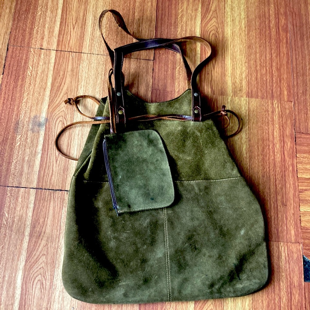 Miki Thumb Dark Green Suede Tote